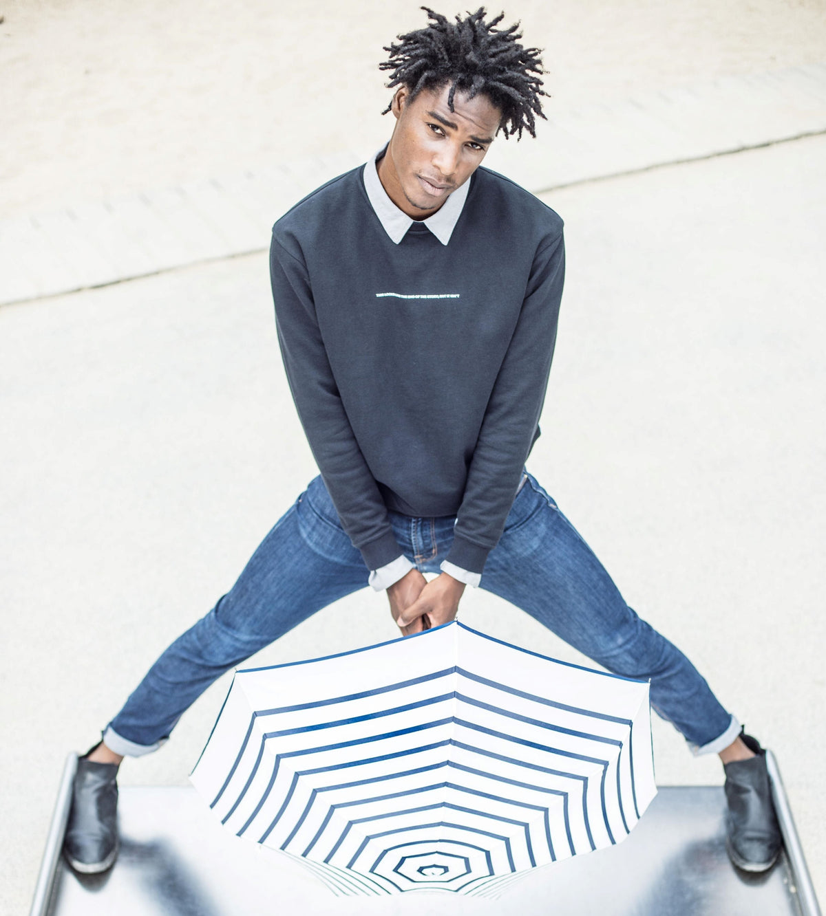 Micro Umbrella Marinières | Henri/Ivory-Navy by ANATOLE (anatole-striped-micro-umbrella-navy-stripes-henri)