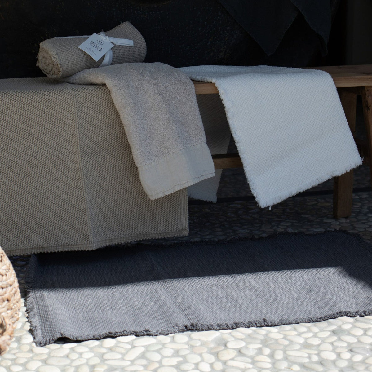 PATARA Bath Mat 80cm | Dark Grey by HOME LINEN LABELS (home-linen-labels-patara-50-80-cm-dark-grey-bath-mat)