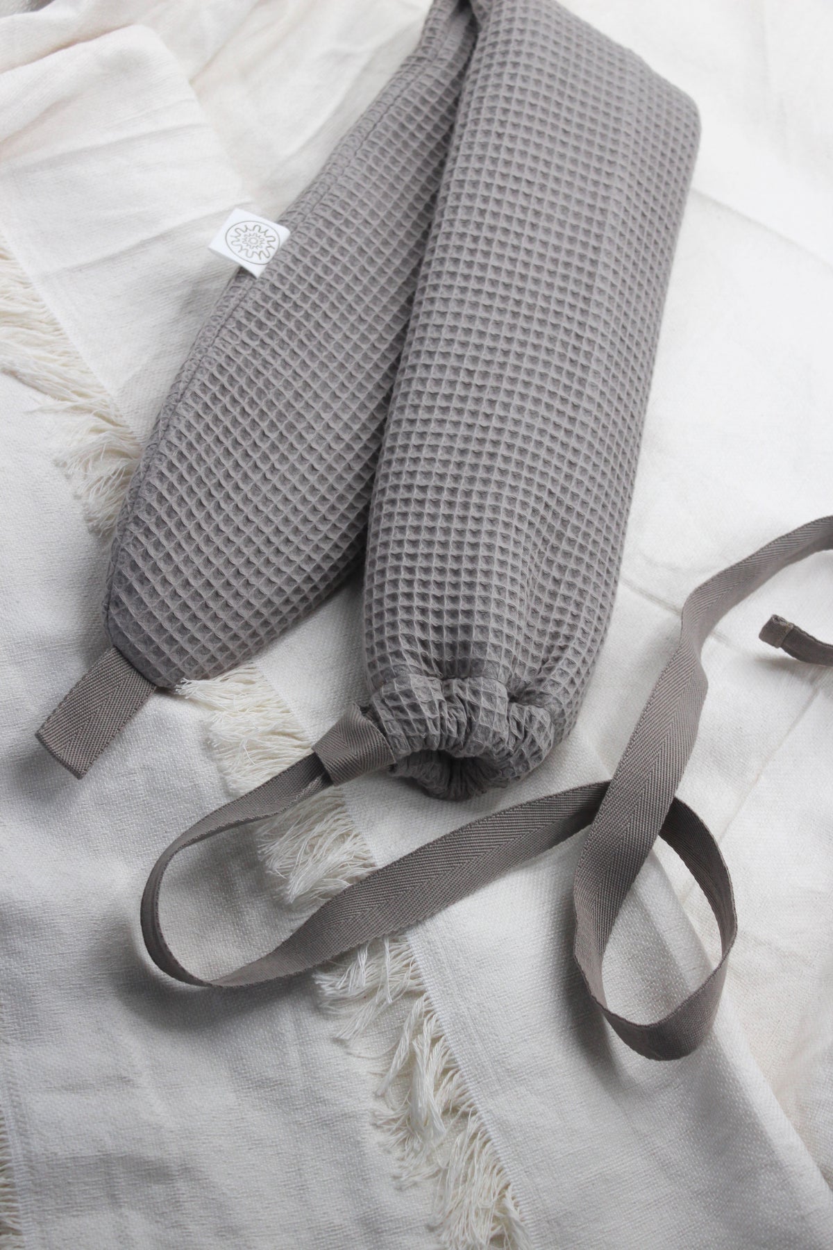 Long hot water bottle 100% Cotton Waffle |Grey by YUYU BOTTLE (yuyu-bottle-yuyu-bottle-waffle-grey)