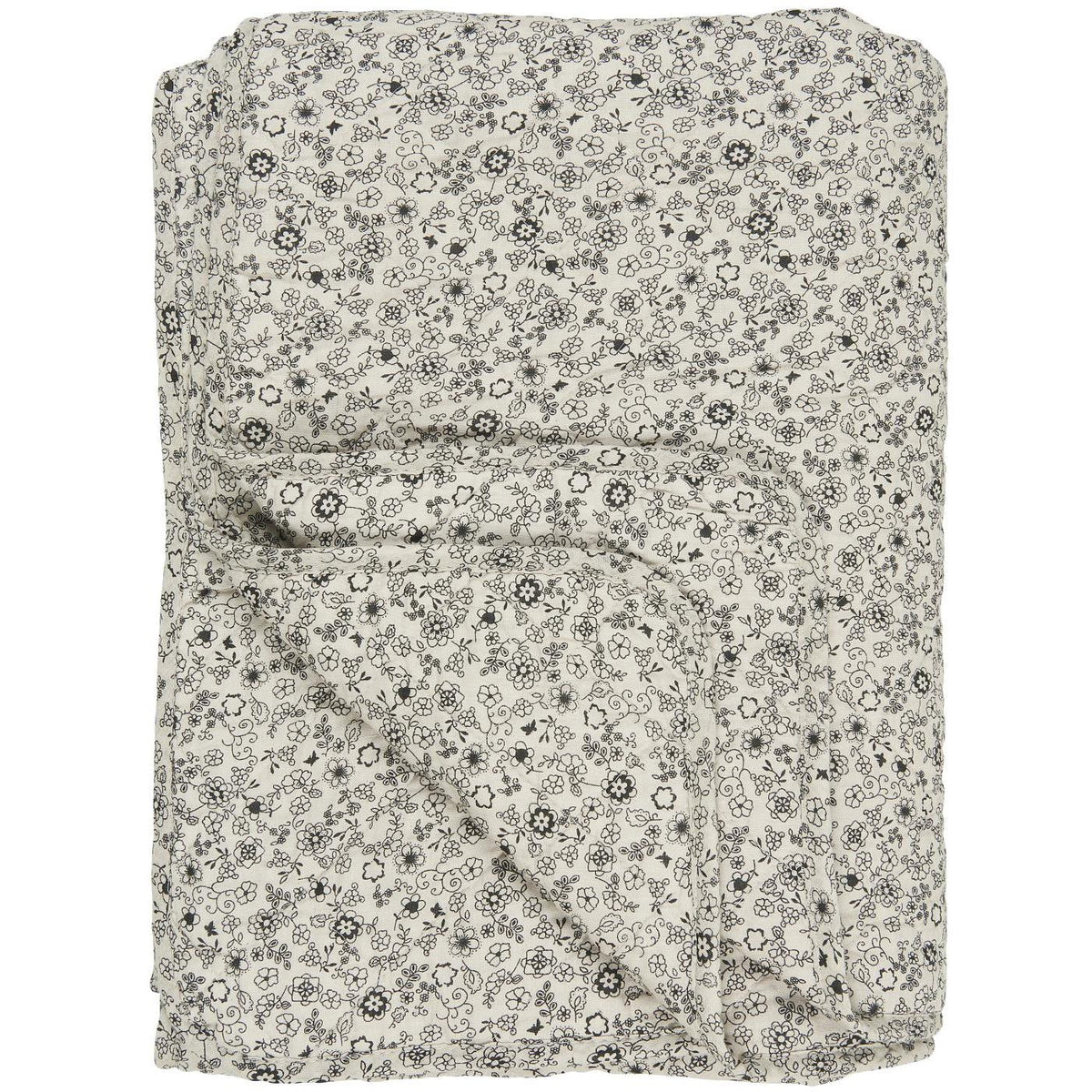 QUILT - Sand Beige/Black Flowers by IB LAURSEN (ib-laursen-quilt-sand-w-black-flowers)