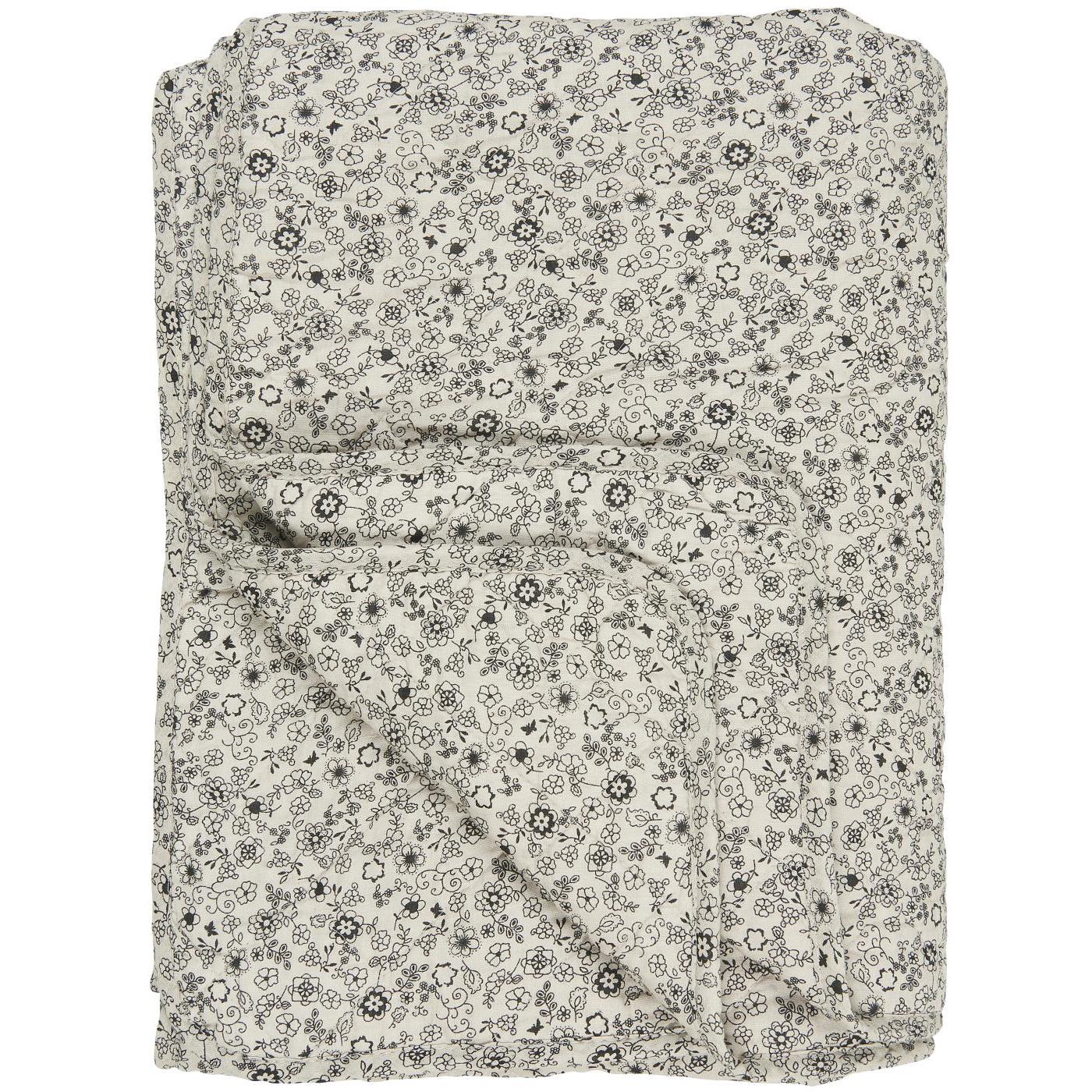 QUILT - Sand Beige/Black Flowers by IB LAURSEN (ib-laursen-quilt-sand-w-black-flowers)