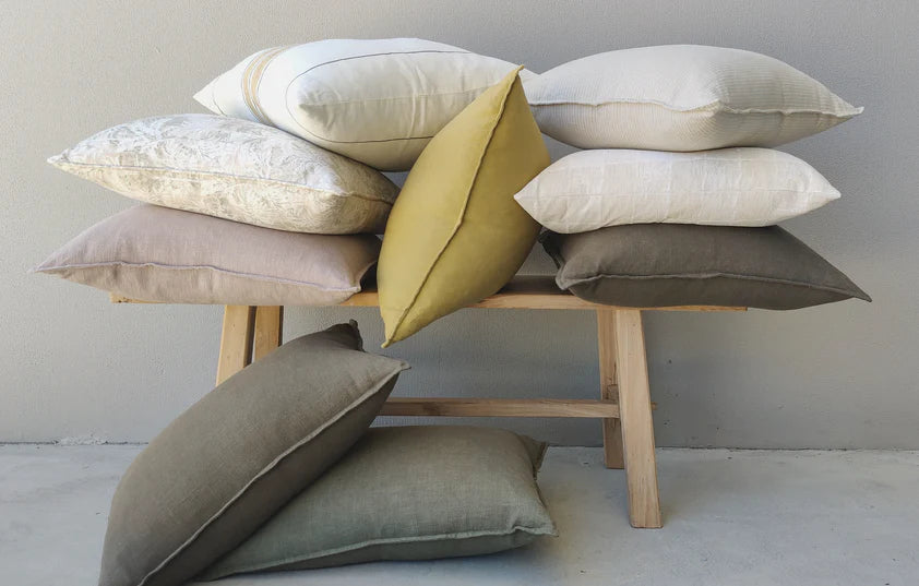 Stonewashed Linen Lumbar Cushion - Nude Pink by MACEY & MOORE (m-m-rustique-s-wash-nude-pink)