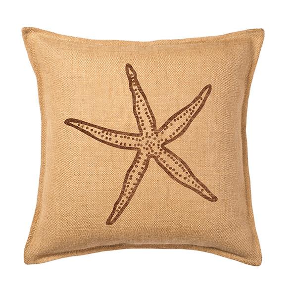Eco-Accents Burlap Turquoise Starfish Cushion