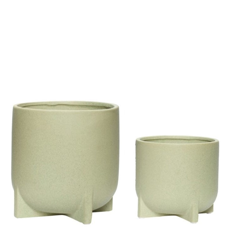 SPLIT Pots Set Of 2 | Green by HUBSCH (hubsch-split-post-green-2)
