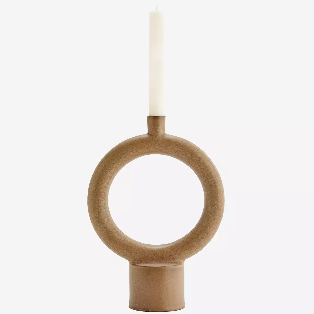 Stoneware Candle Holder 33.5cm- Brown by MADAM STOLTZ (copy-of-madam-stoltz-stoneware-candle-holder-33-5cm-brown)