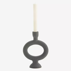 Stoneware Candle Holder 24cm- Matte Anthracite