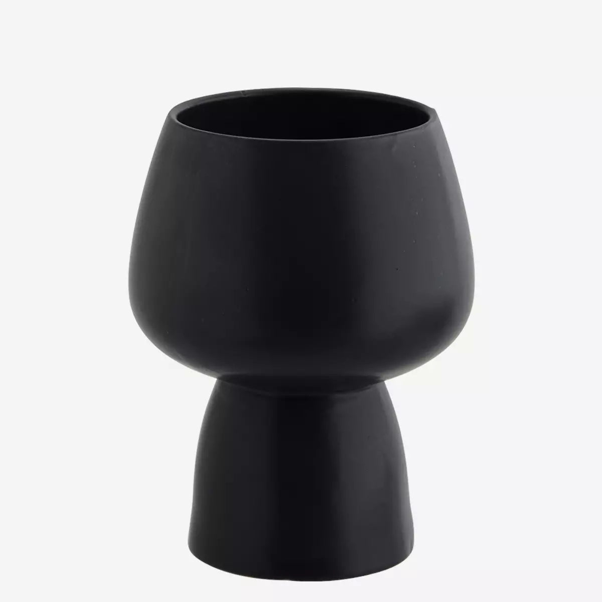 Stoneware Flower Pot L- Black by MADAM STOLTZ (madam-stoltz-stoneware-flower-pot-l-black)