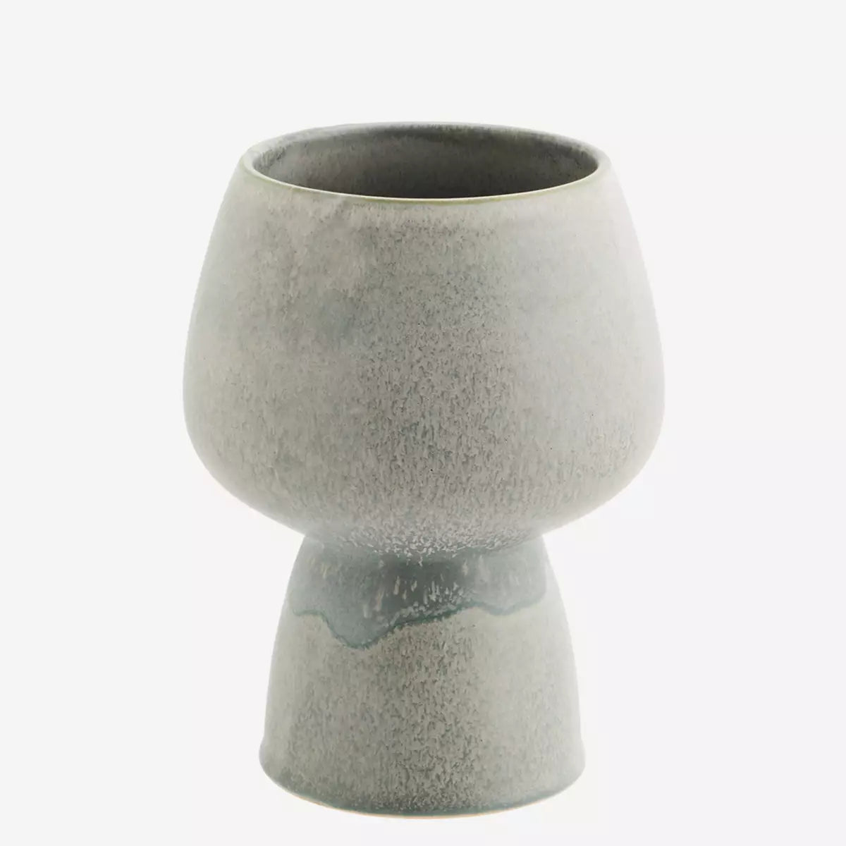 Stoneware Flower Pot L- Grey/Green by MADAM STOLTZ (ms-stoneware-flower-pot-grey)