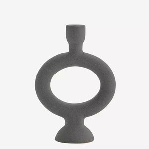 Stoneware Candle Holder 20.5cm- Matte Anthracite