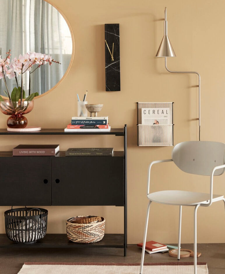 STRING Wall Magazine Holder - Ivory/Black by HUBSCH (hubsch-string-wall-magazine-h)