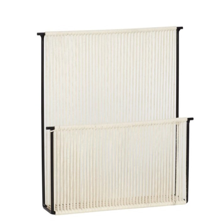 STRING Wall Magazine Holder - Ivory/Black by HUBSCH (hubsch-string-wall-magazine-h)