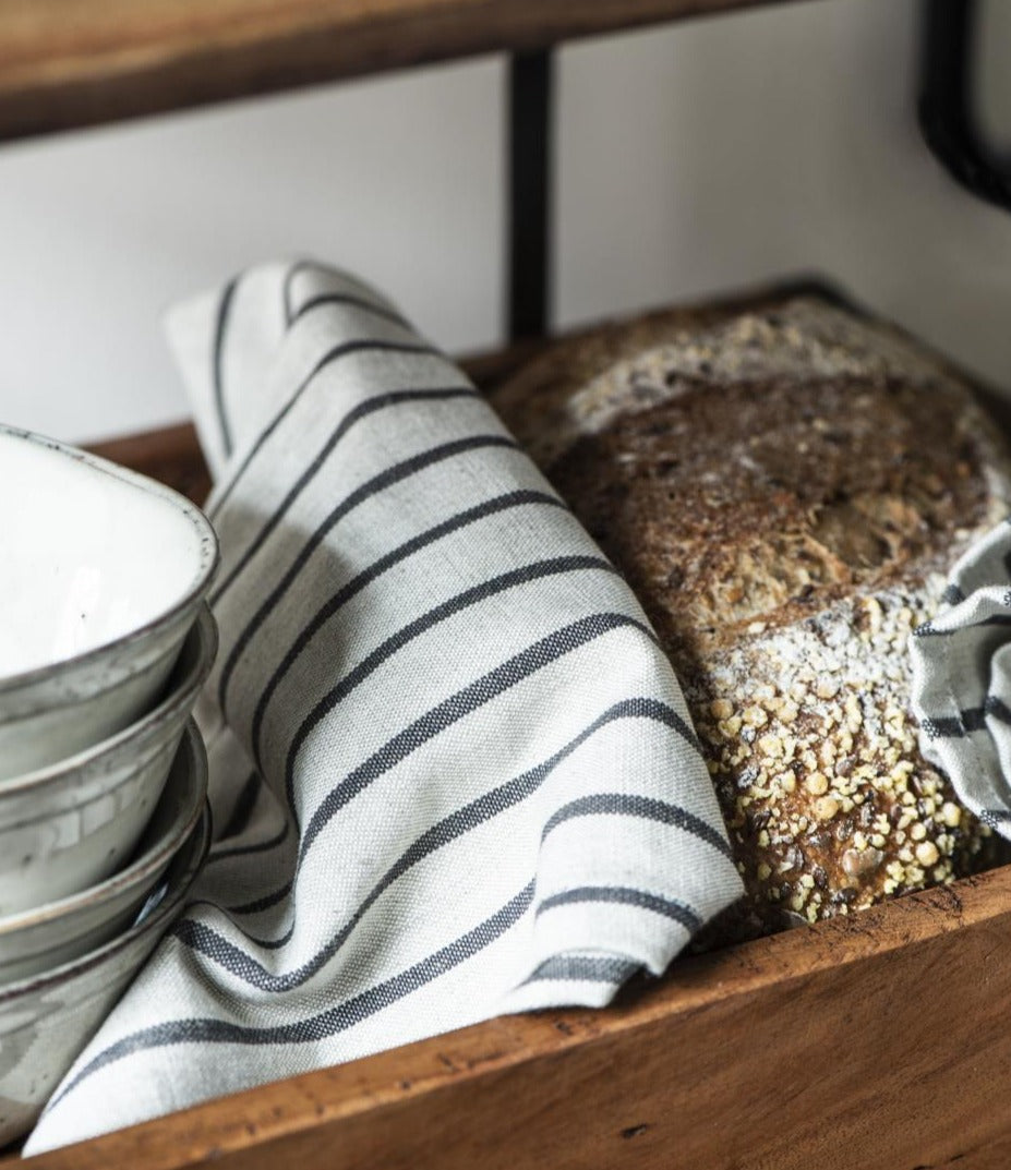 Cotton Tea Towel | Beige/Black Stripe by IB LAURSEN (ib-laursen-tea-towel-beige-w-black-stripes)