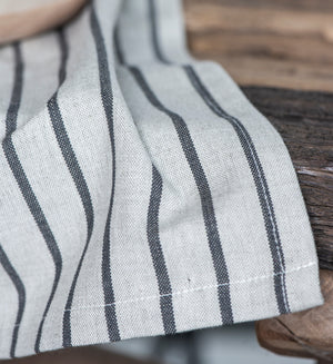 Cotton Tea Towel | Beige/Black Stripe