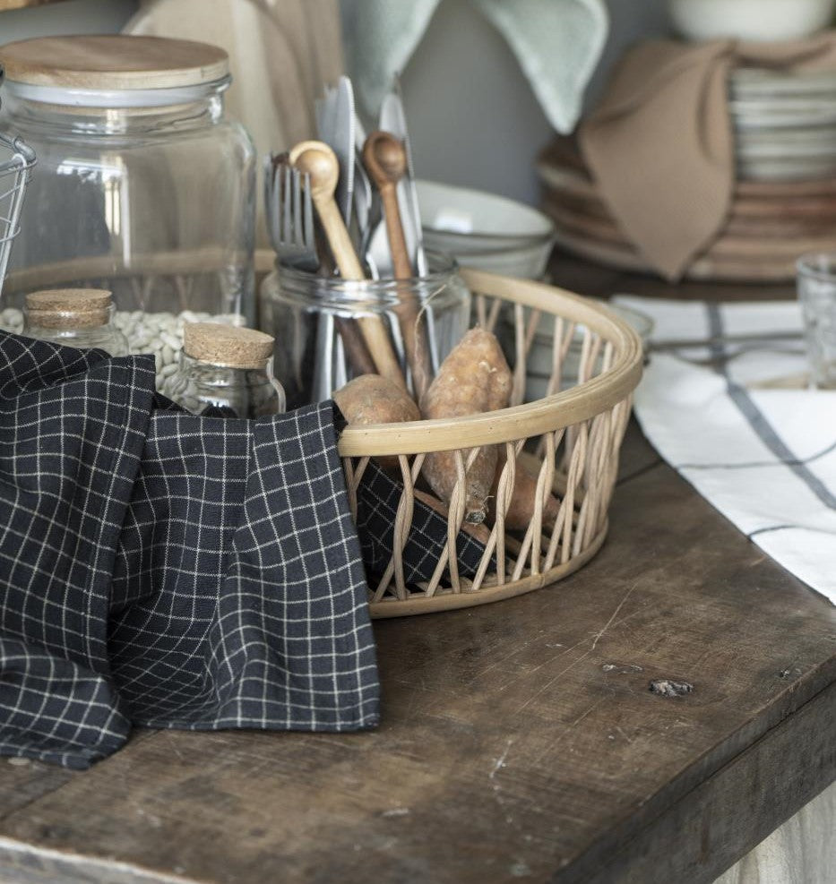 Cotton Tea Towel | Black/Earth Check by IB LAURSEN (ib-laursen-tea-towel-black-w-earth-coloured-check-pattern)