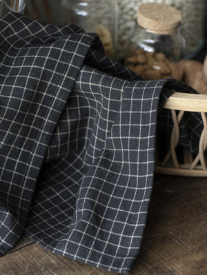 Cotton Tea Towel | Black/Earth Check