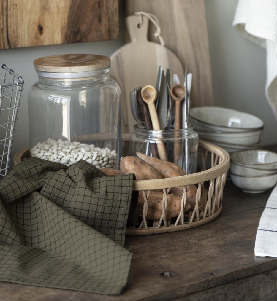 Cotton Tea Towel | Earth/Black Check by IB LAURSEN (ib-laursen-tea-towel-earth-coloured-w-black-check-pattern)