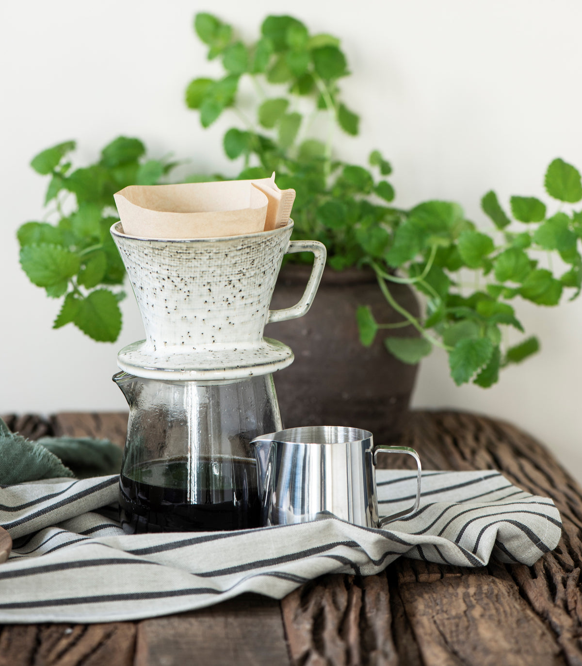 Cotton Tea Towel | Beige/Black Stripe by IB LAURSEN (ib-laursen-tea-towel-beige-w-black-stripes)