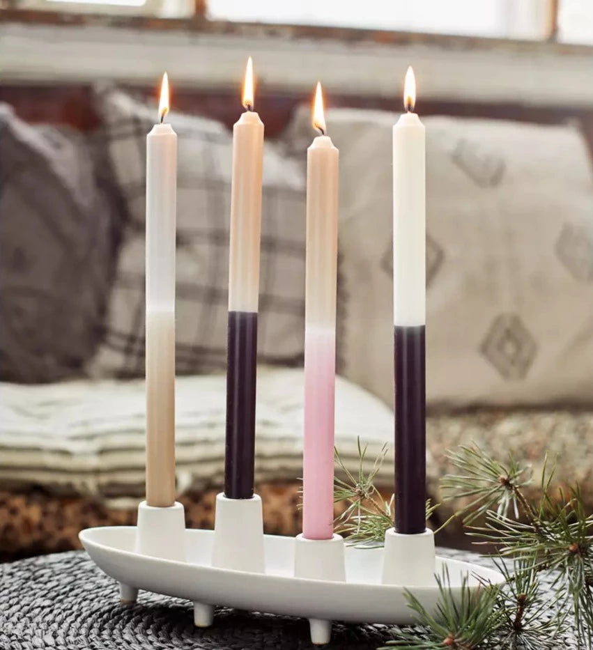 Two Tone Paraffin Candle | Taupe/Ink Black by MADAM STOLTZ (madam-stoltz-two-tone-candle-paraffin-taupe-black)