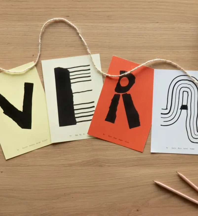 Alphabet Spaghetti by ATWTP - V Print by PAPER COLLECTIVE (paper-collective-alphabet-poster-print-v-print)