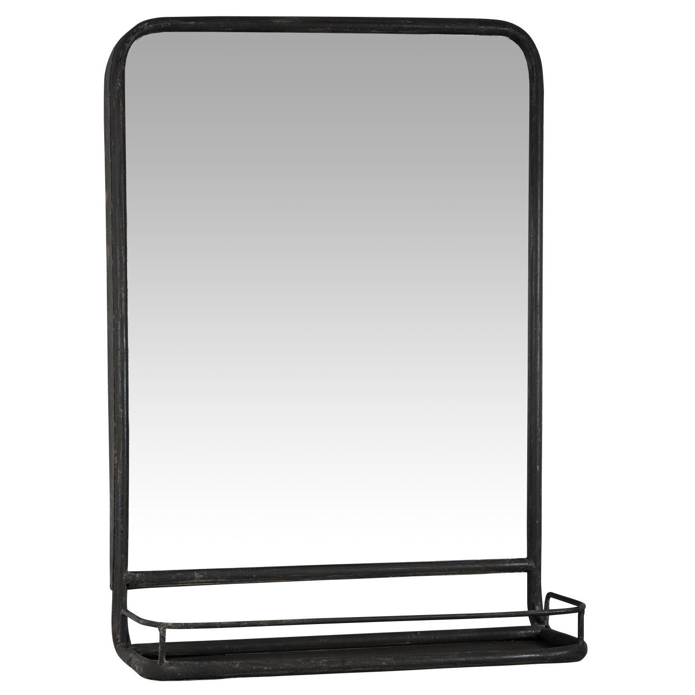 Wall Mirror w/Shelf | Black