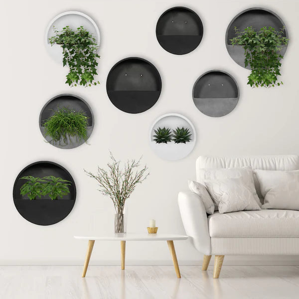 WALLY Wall Planter XS 30cm | Matte Black by POTTERY POTS (pottery-pots-wally-hanging-xs-fiberstone-o-30-00-black)