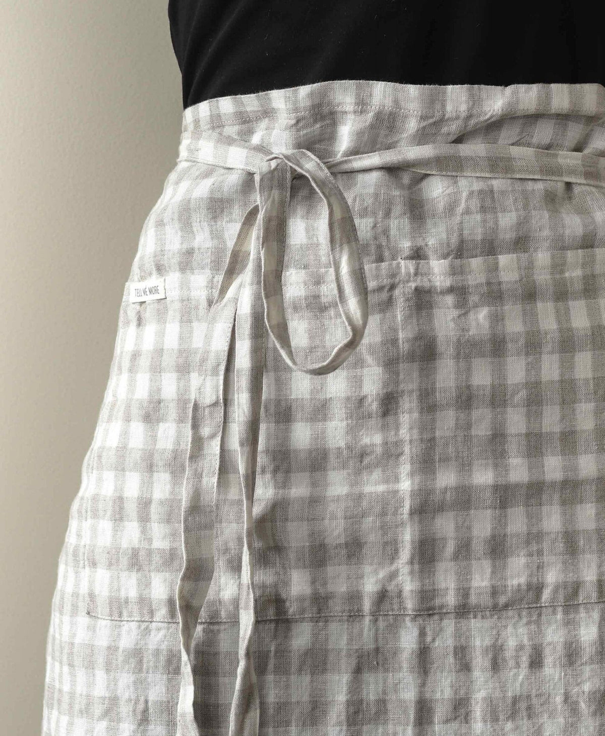 Gingham Linen Half Apron | Natural by TELL ME MORE (tell-me-more-apron-linen-gingham-natural)