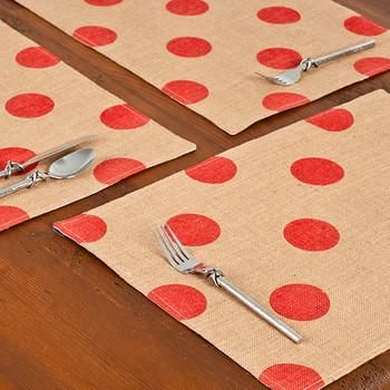 Eco-Accents Burlap Red Dot Placemat 