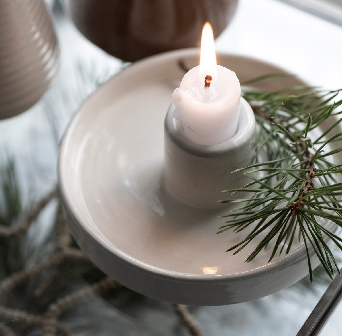 Ceramic Candle Holder - Chalk by IB LAURSEN (ib-laursen-candle-holder-f-dinner-candle-nude)