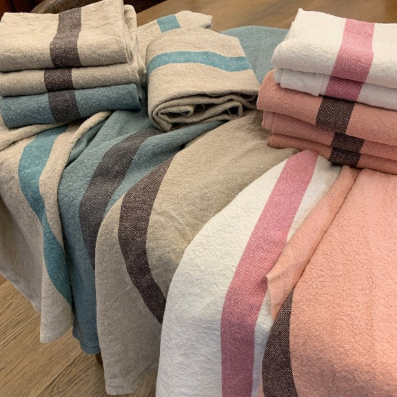 DOUDOU Tea Towel | Linen/Marron by CHARVET EDITIONS (charvet-editions-tea-towel-doudou-raye-lin-marro)